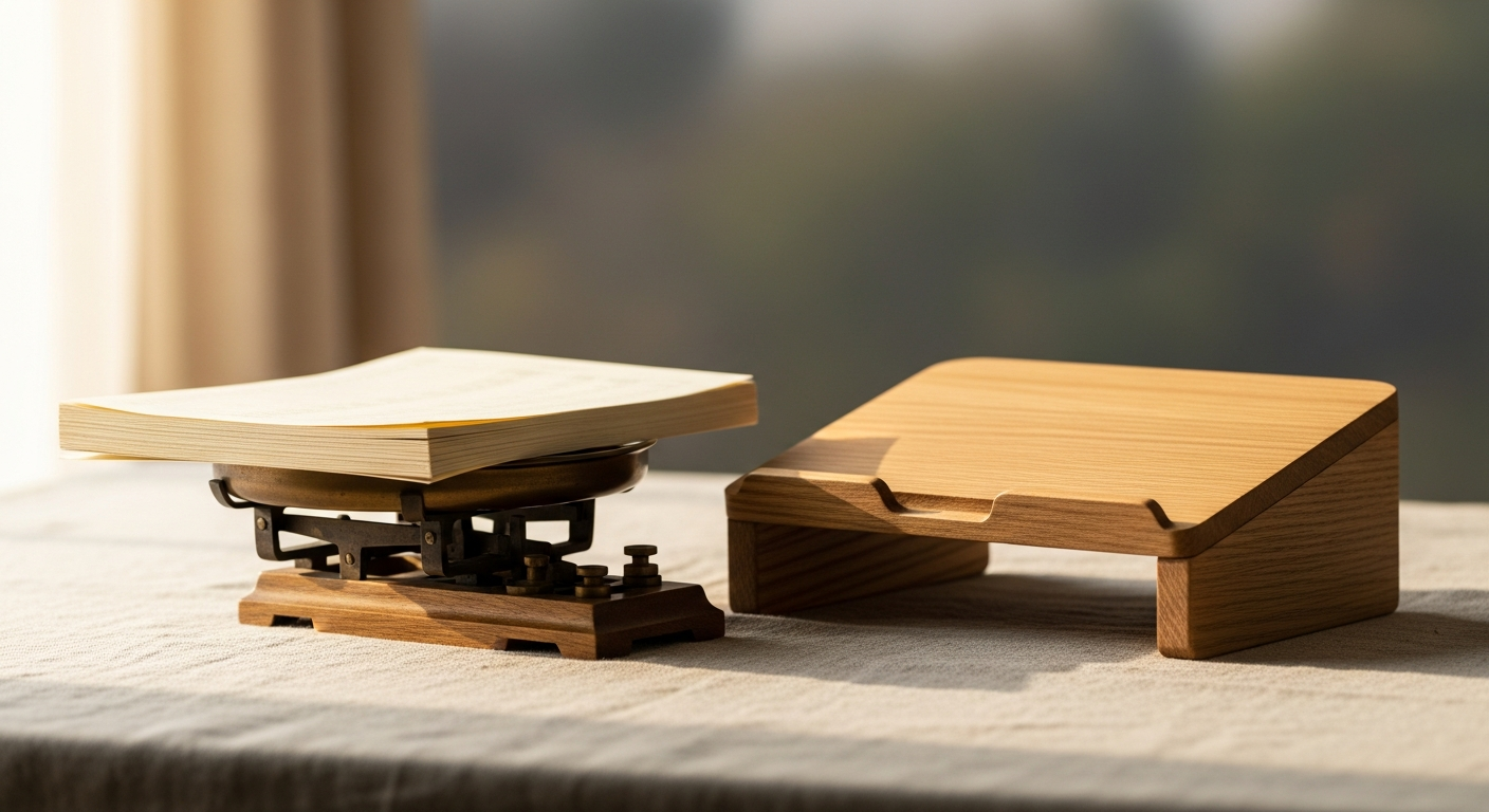 Desk with spreadsheets in morning light